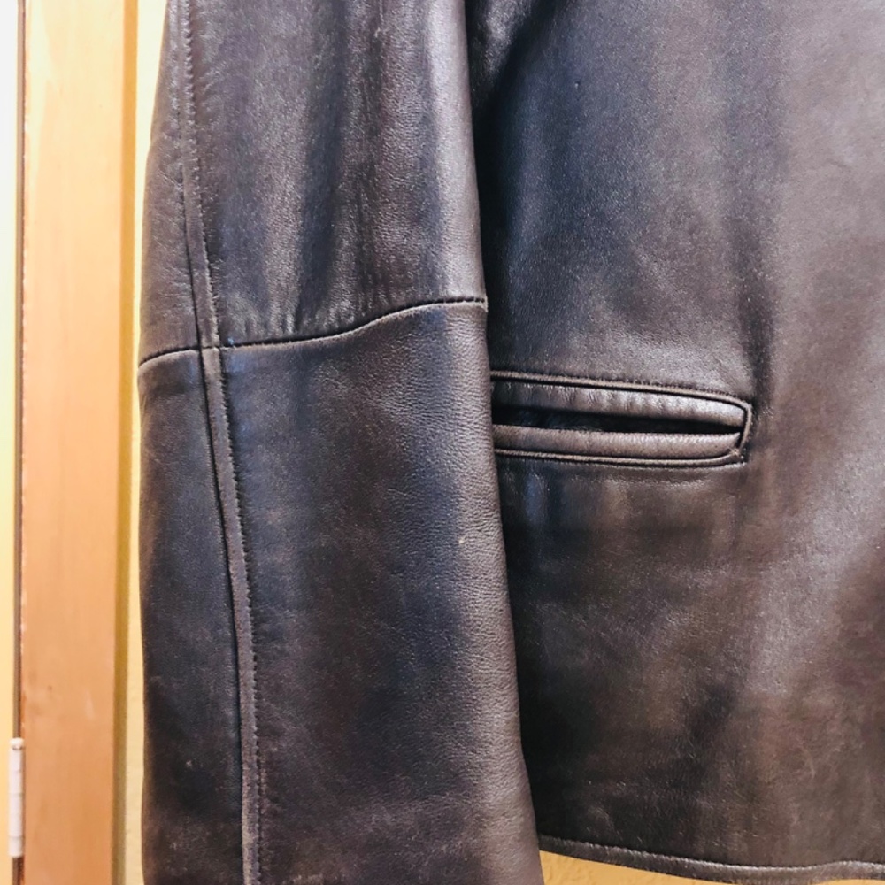 Eddie Bauer brown leather jacket Large - Picture 3 of 10